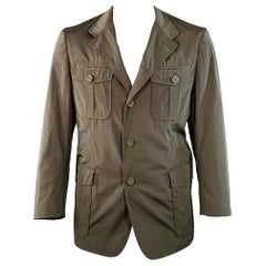 ARMANI COLLEZIONI Talla 44 Verde Oliva Poliéster Chaqueta Bolsillos Abotonados