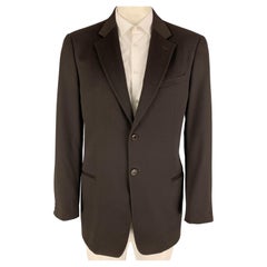 ARMANI COLLEZIONI Size 44 Long Brown Cashmere Notch Lapel Sport Coat
