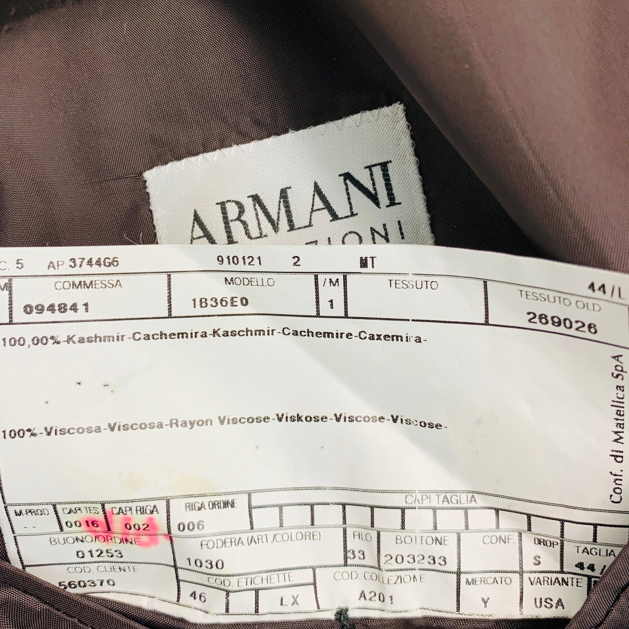 ARMANI COLLEZIONI Size 44 Long Brown Cashmere Single Breasted Sport Coat For Sale 5