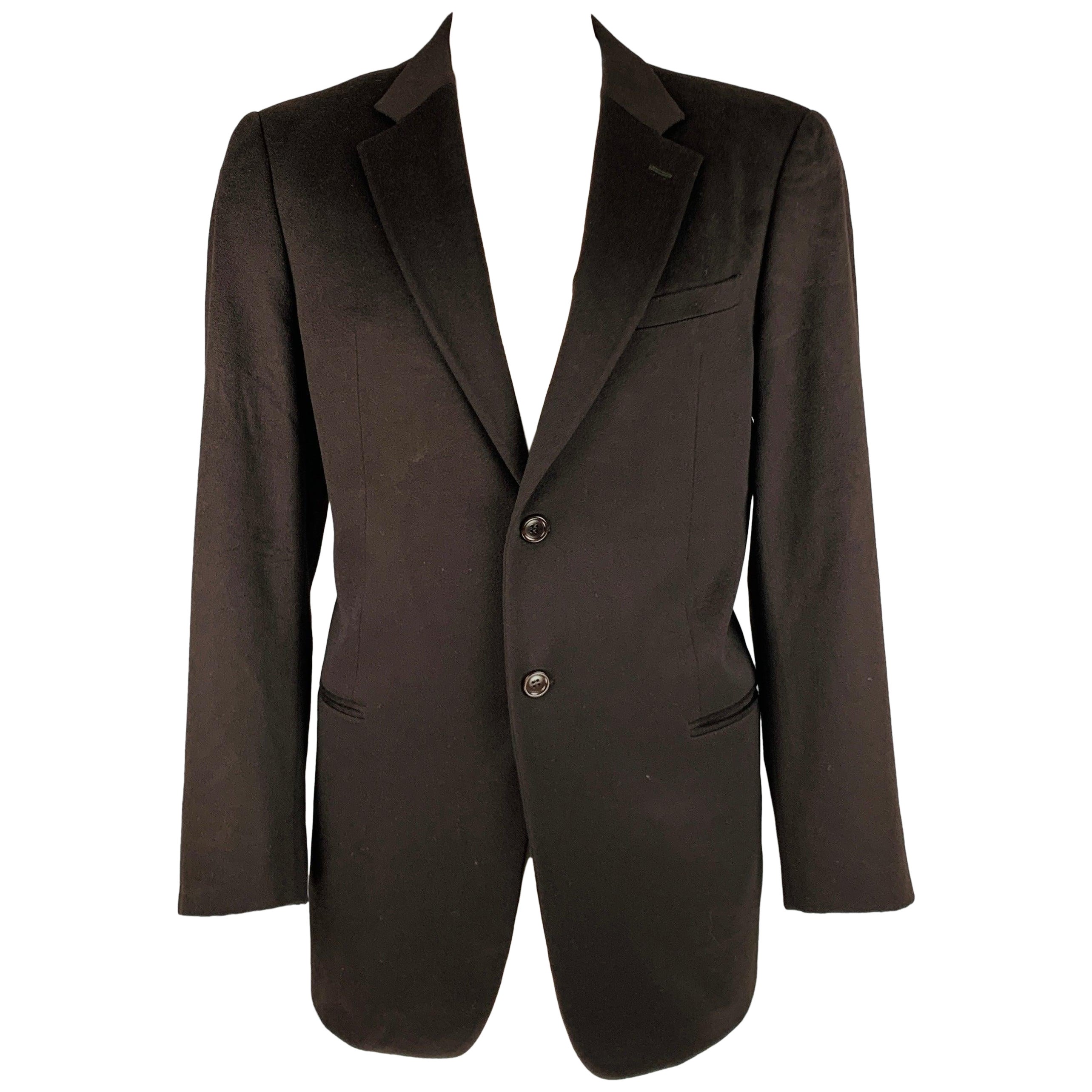 ARMANI COLLEZIONI Talla 44 Chaquetón largo de cachemira marrón de un solo pecho