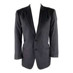 ARMANI COLLEZIONI Size 44 Navy Plaid Wool Notch Lapel Sport Coat