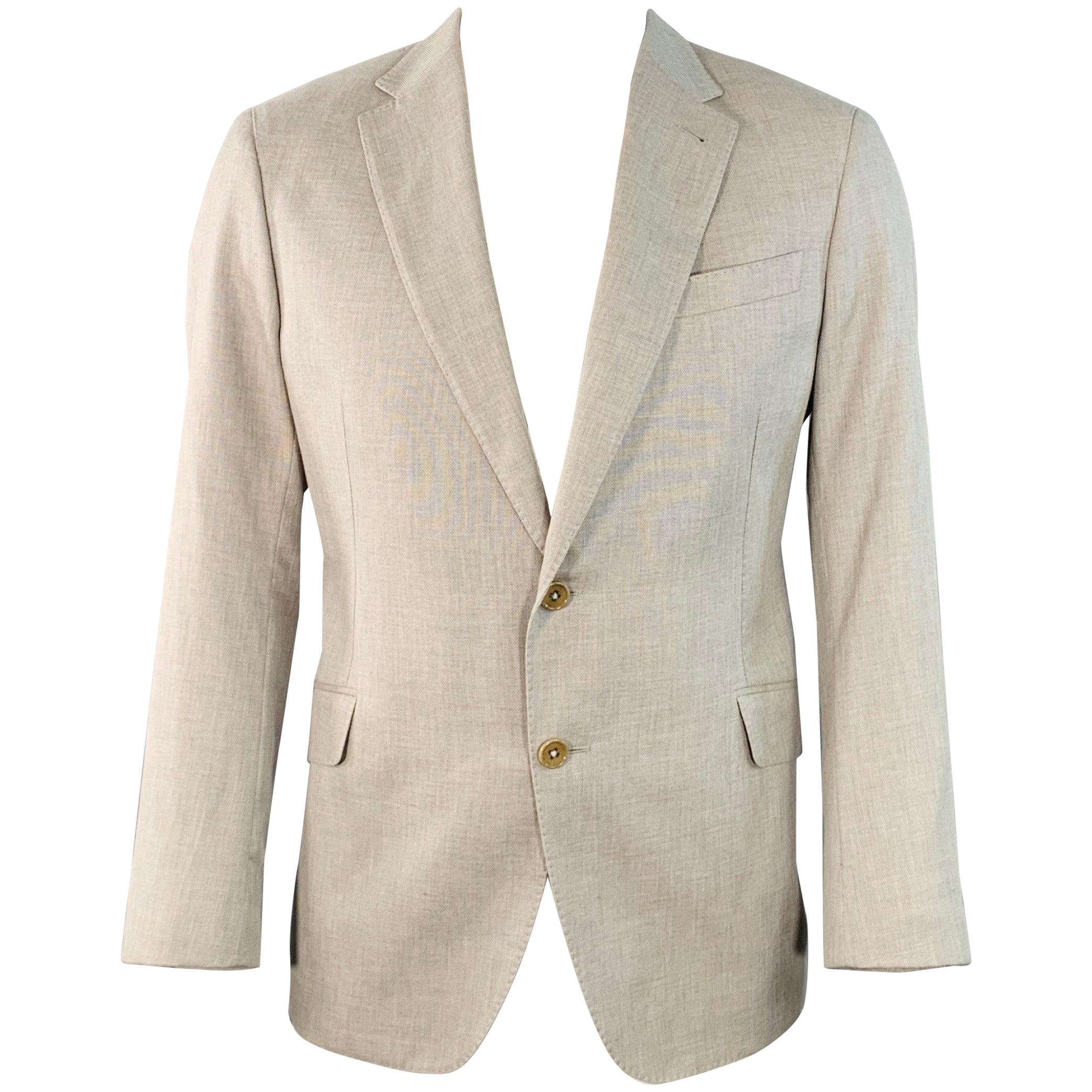 ARMANI COLLEZIONI Size 44 Regular Grey Beige Woven Notch Lapel Sport Coat