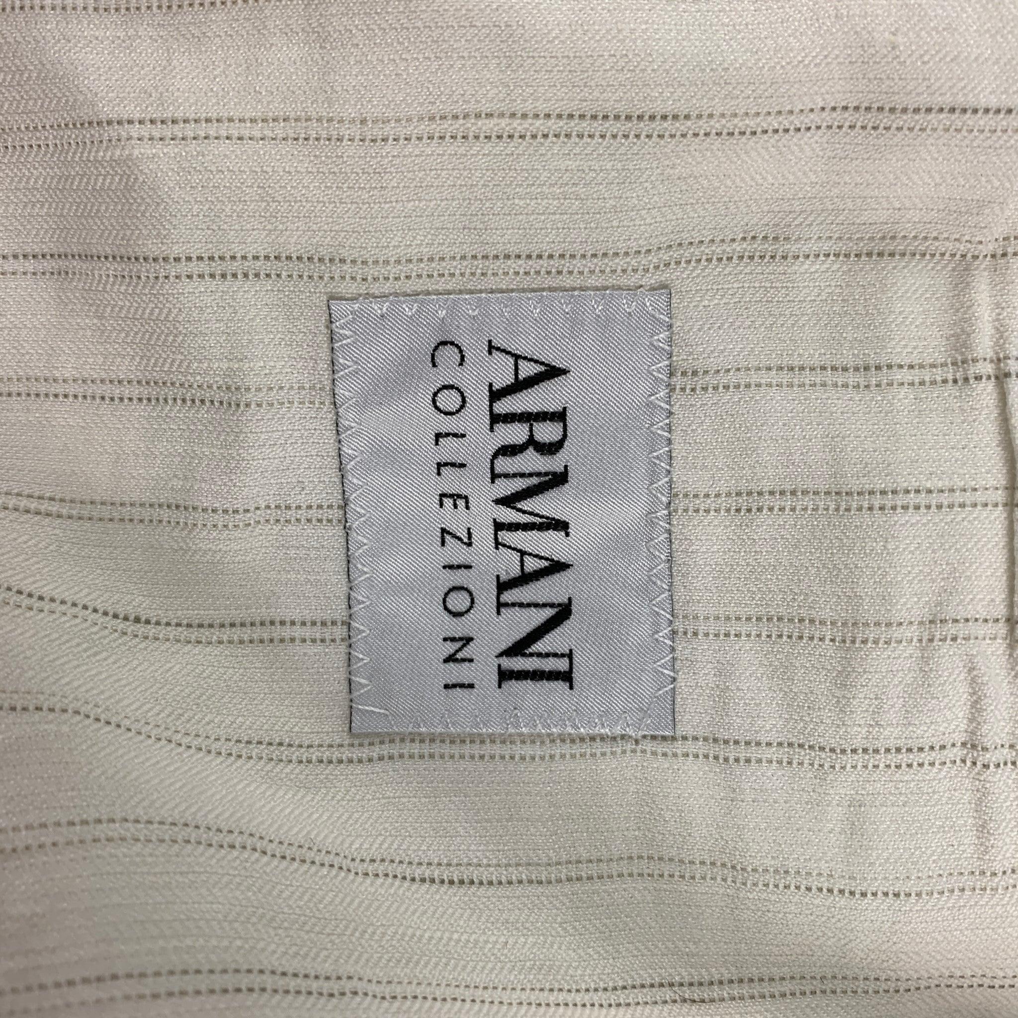 ARMANI COLLEZIONI Size 44 Regular Off White Stripe Notch Lapel Sport Coat For Sale 3