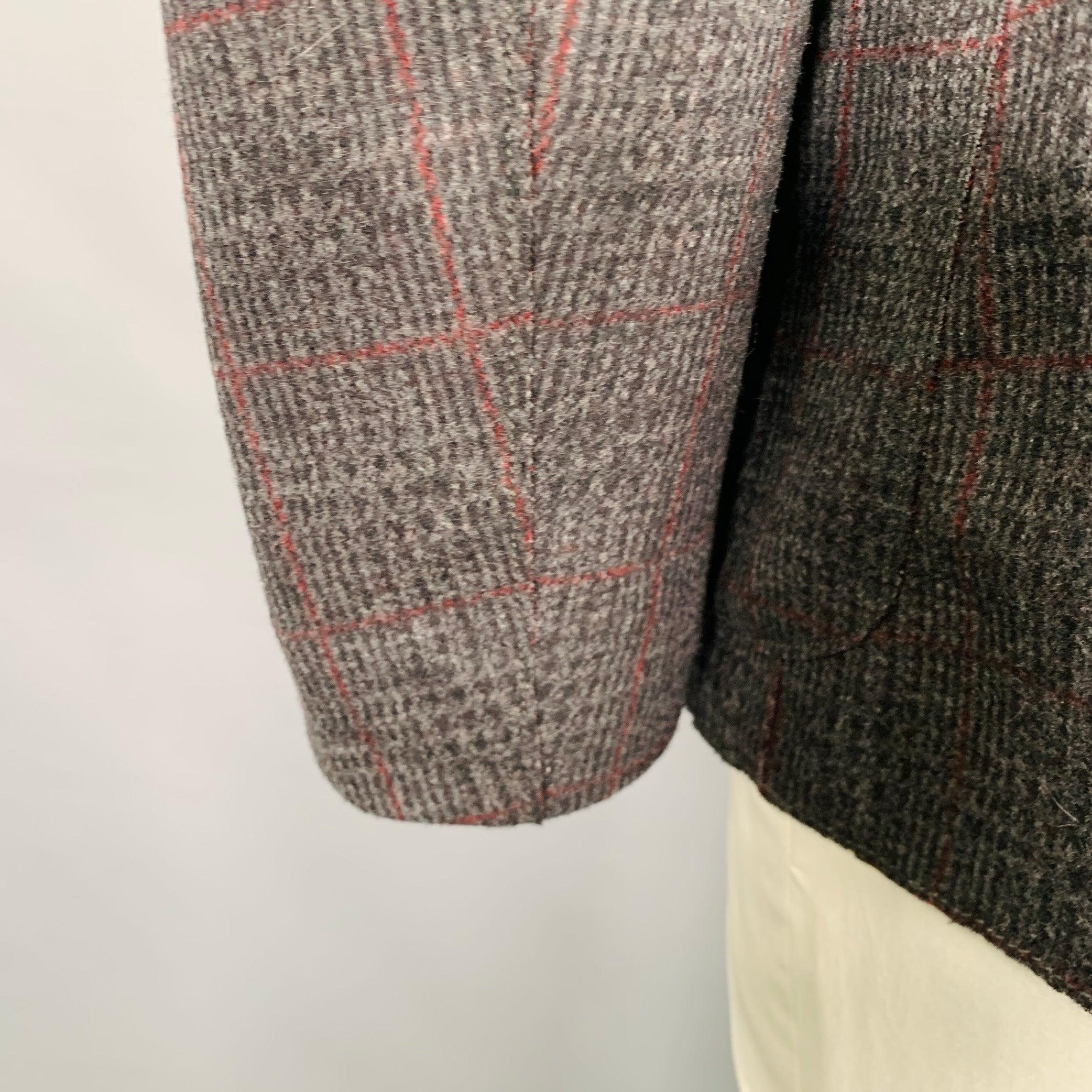 Uomo ARMANI COLLEZIONI Taglia 46 Cappotto sportivo a quadri grigio nero borgogna in vendita