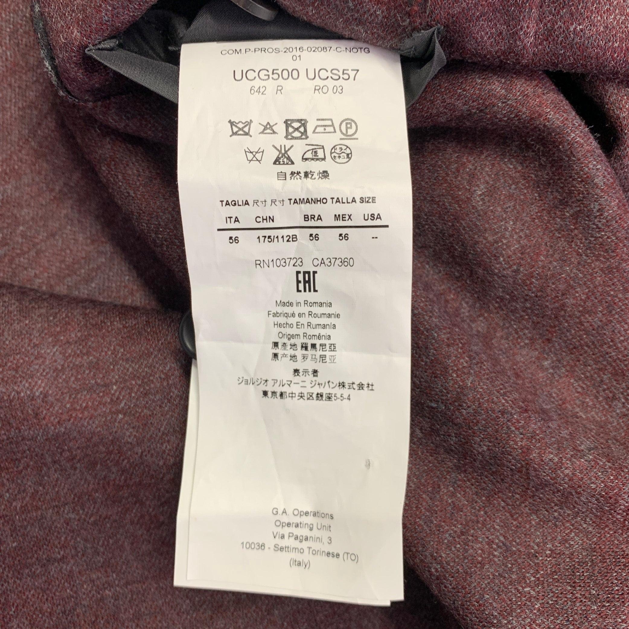 ARMANI COLLEZIONI Taglia 46 Cappotto sportivo a quadri grigio nero borgogna in vendita 2