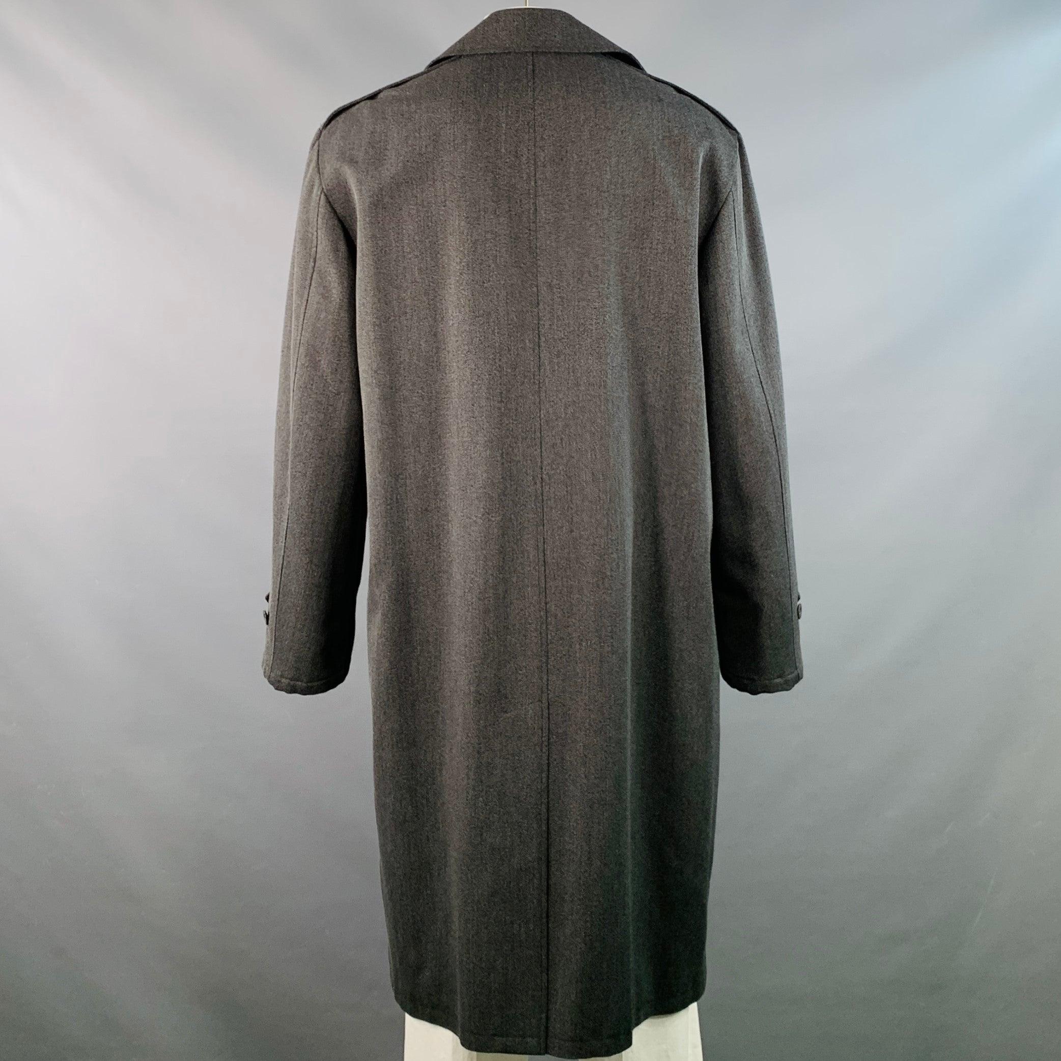 Nero ARMANI COLLEZIONI Taglia 46 Grigio Antracite Twill Lana Cotone Cappotto Doppio Petto in vendita