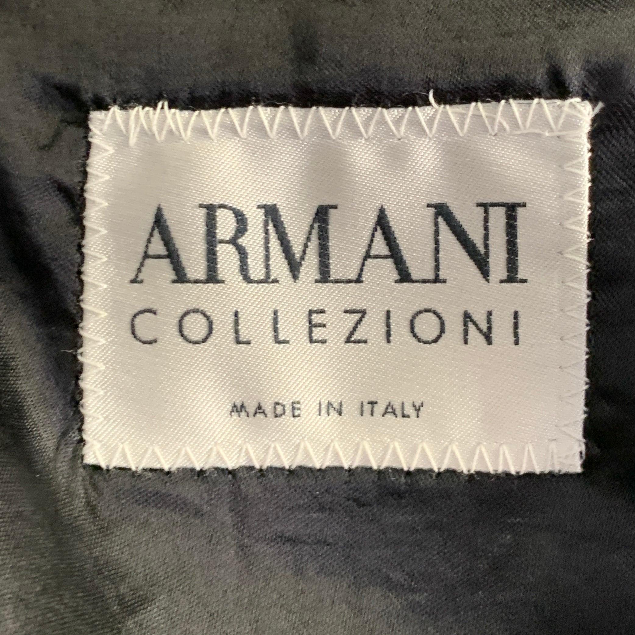 ARMANI COLLEZIONI Taglia 46 Grigio Antracite Twill Lana Cotone Cappotto Doppio Petto In condizioni ottime in vendita a San Francisco, CA