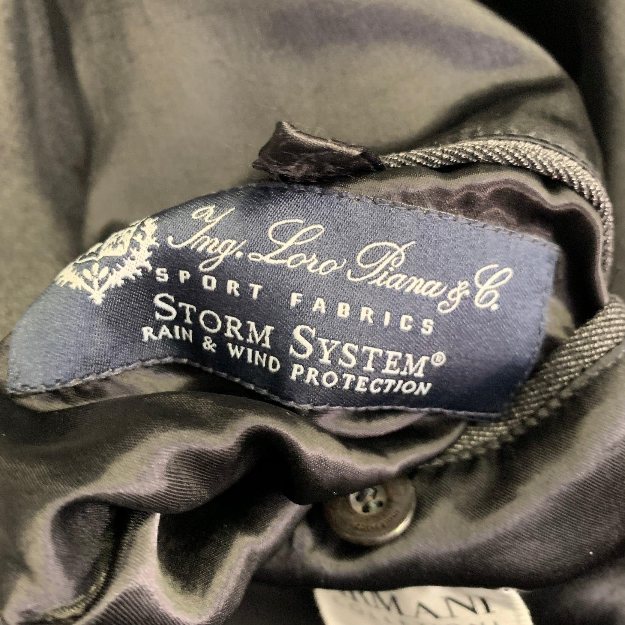 ARMANI COLLEZIONI Taglia 46 Grigio Antracite Twill Lana Cotone Cappotto Doppio Petto in vendita 1