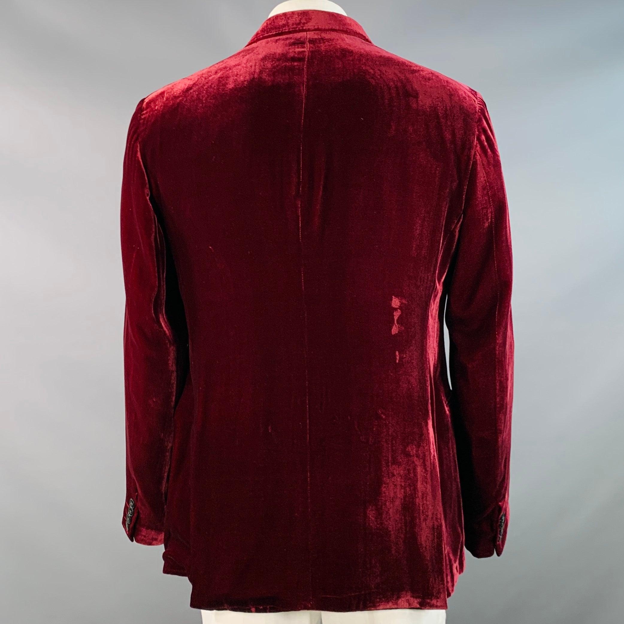 ARMANI COLLEZIONI Talla 46 Abrigo largo de deporte de terciopelo burdeos y rayón de seda en Bueno estado para la venta en San Francisco, CA