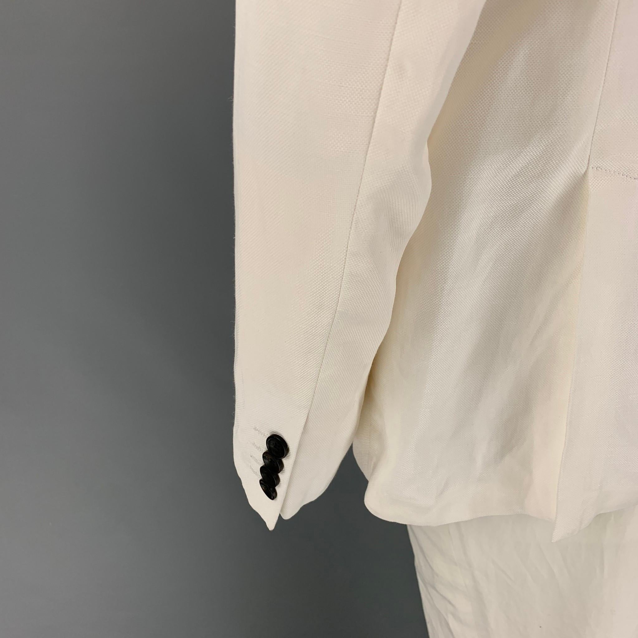 Men's ARMANI COLLEZIONI Size 46 White Viscose Linen Sport Coat