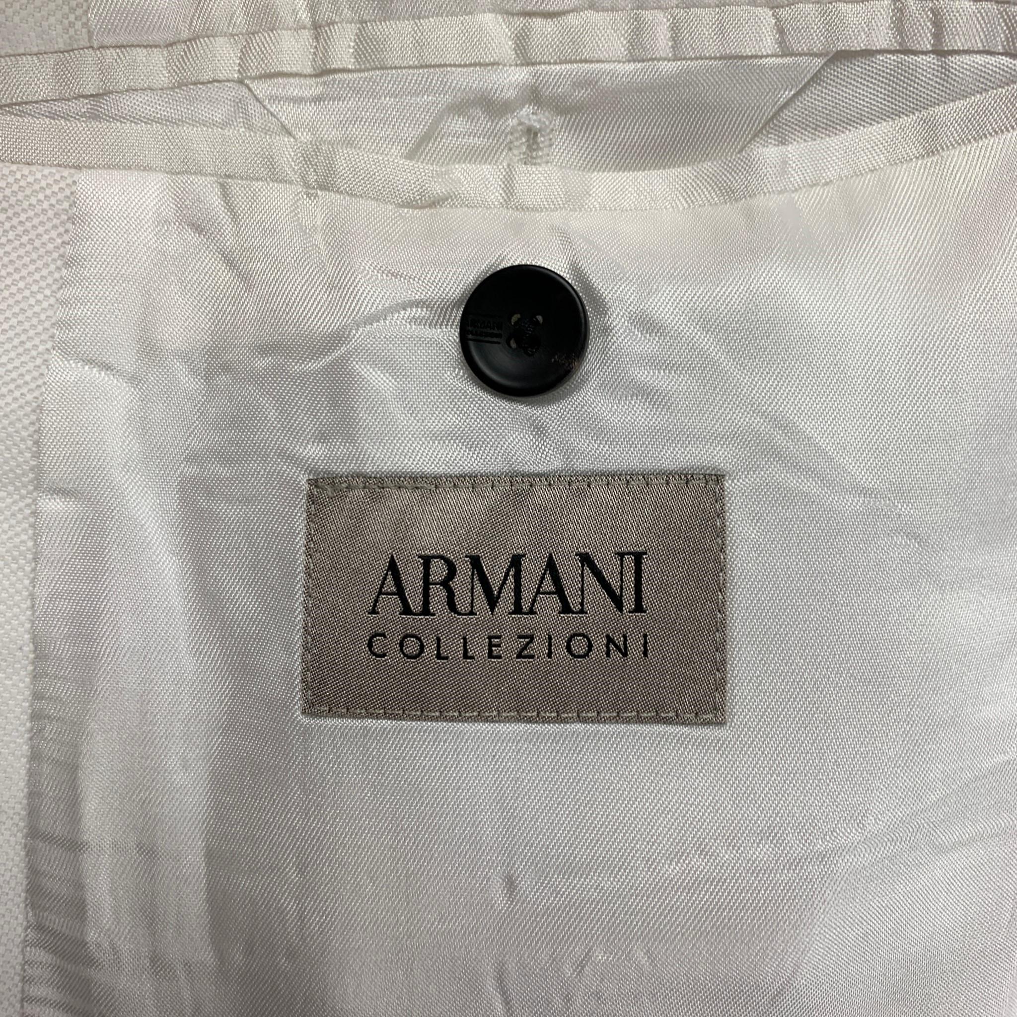 ARMANI COLLEZIONI Size 46 White Viscose Linen Sport Coat 3