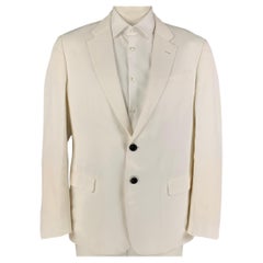 ARMANI COLLEZIONI Size 46 White Viscose Linen Sport Coat