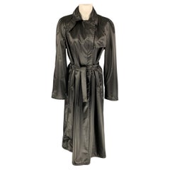 ARMANI COLLEZIONI Size 6 Black Polyester Blend Belted Raincoat