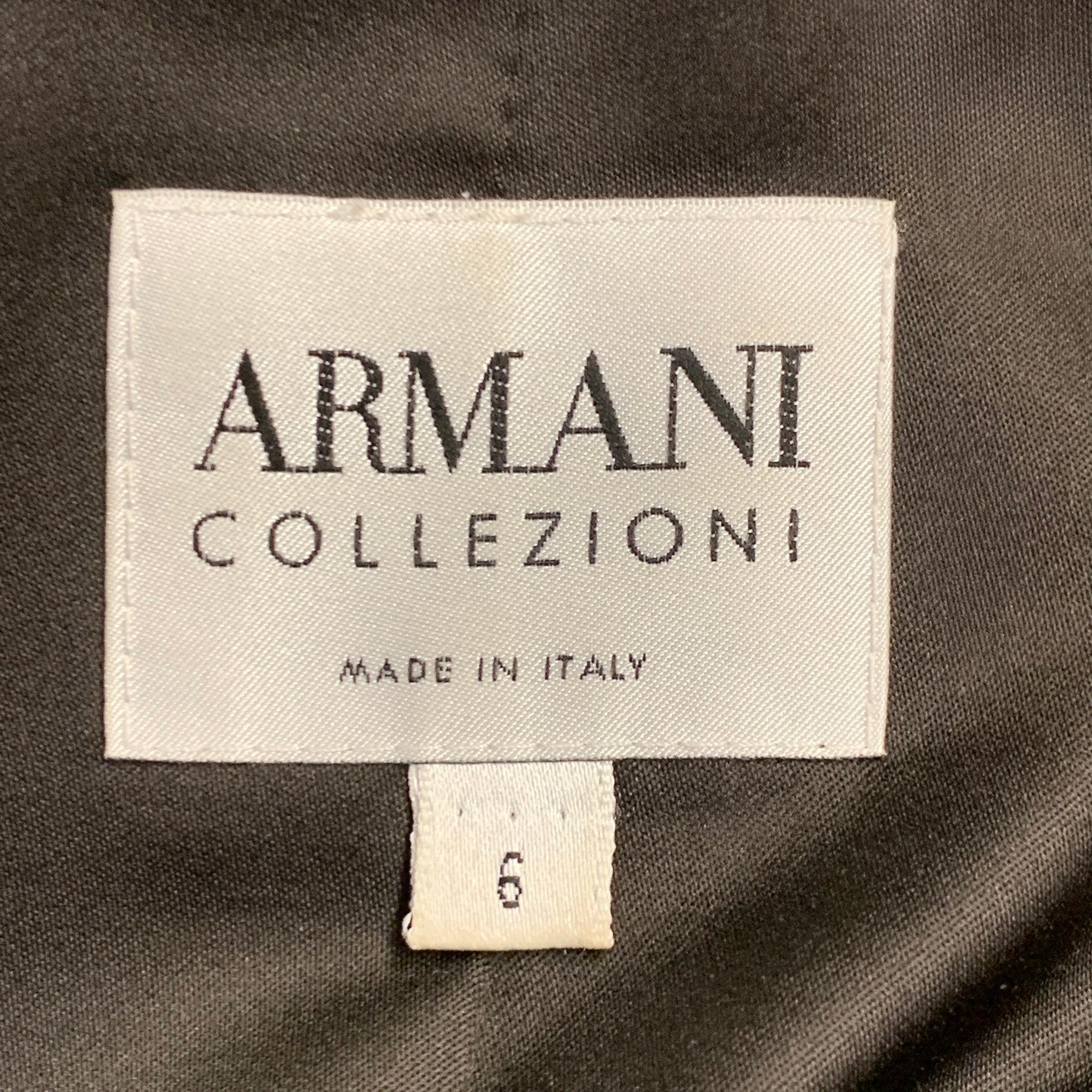 ARMANI COLLEZIONI Size 6 Brown Tan Wool Houndstooth Collarless Jacket Blazer en venta 1