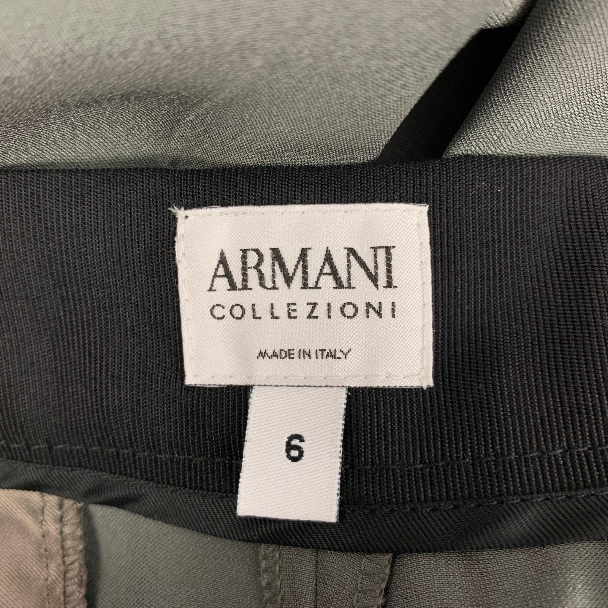 ARMANI COLLEZIONI Size 6 Grey Acetate Silk Pleated Wide Leg Dress Pants 1