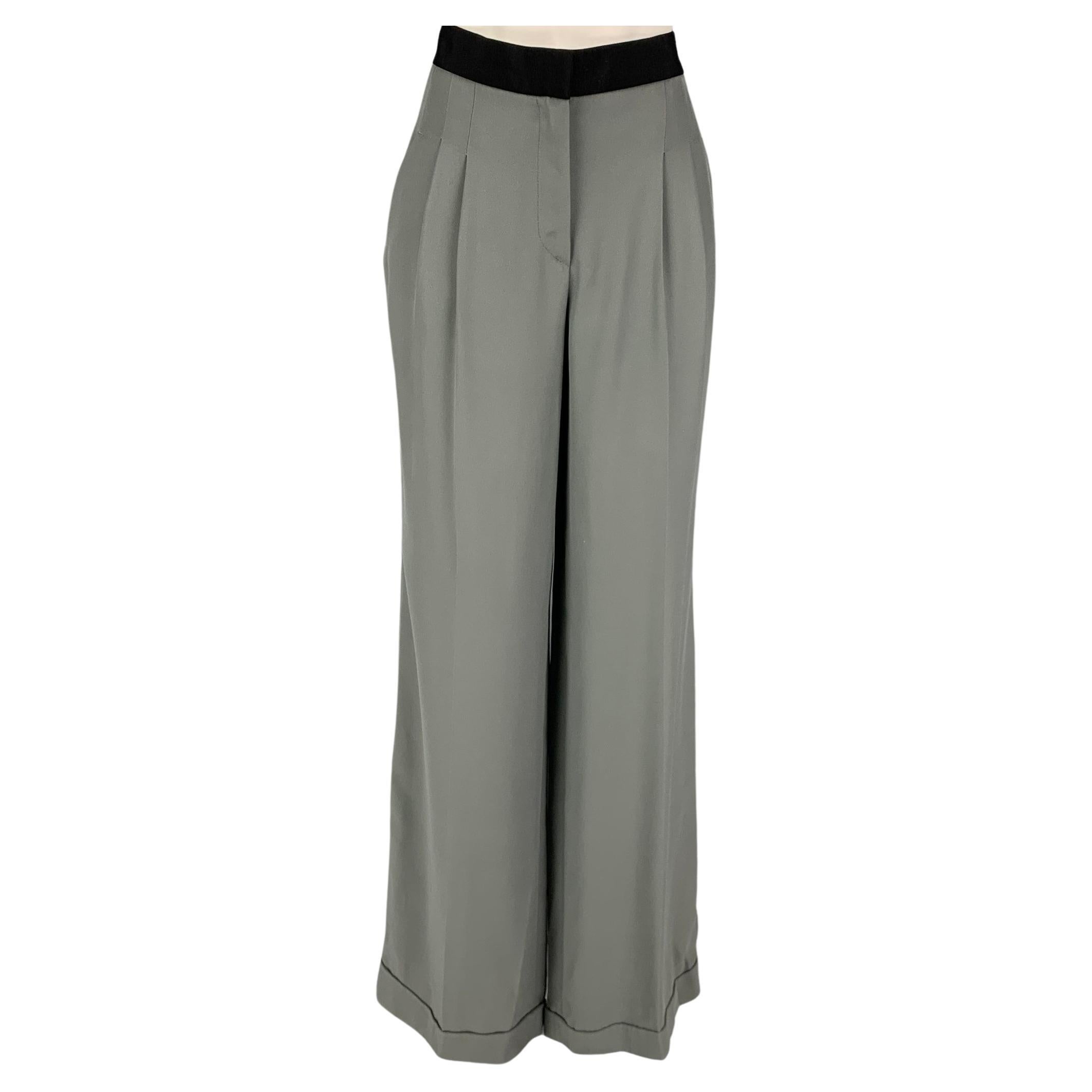 ARMANI COLLEZIONI Size 6 Grey Acetate Silk Pleated Wide Leg Dress Pants