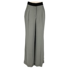 ARMANI COLLEZIONI Size 6 Grey Acetate Silk Pleated Wide Leg Dress Pants