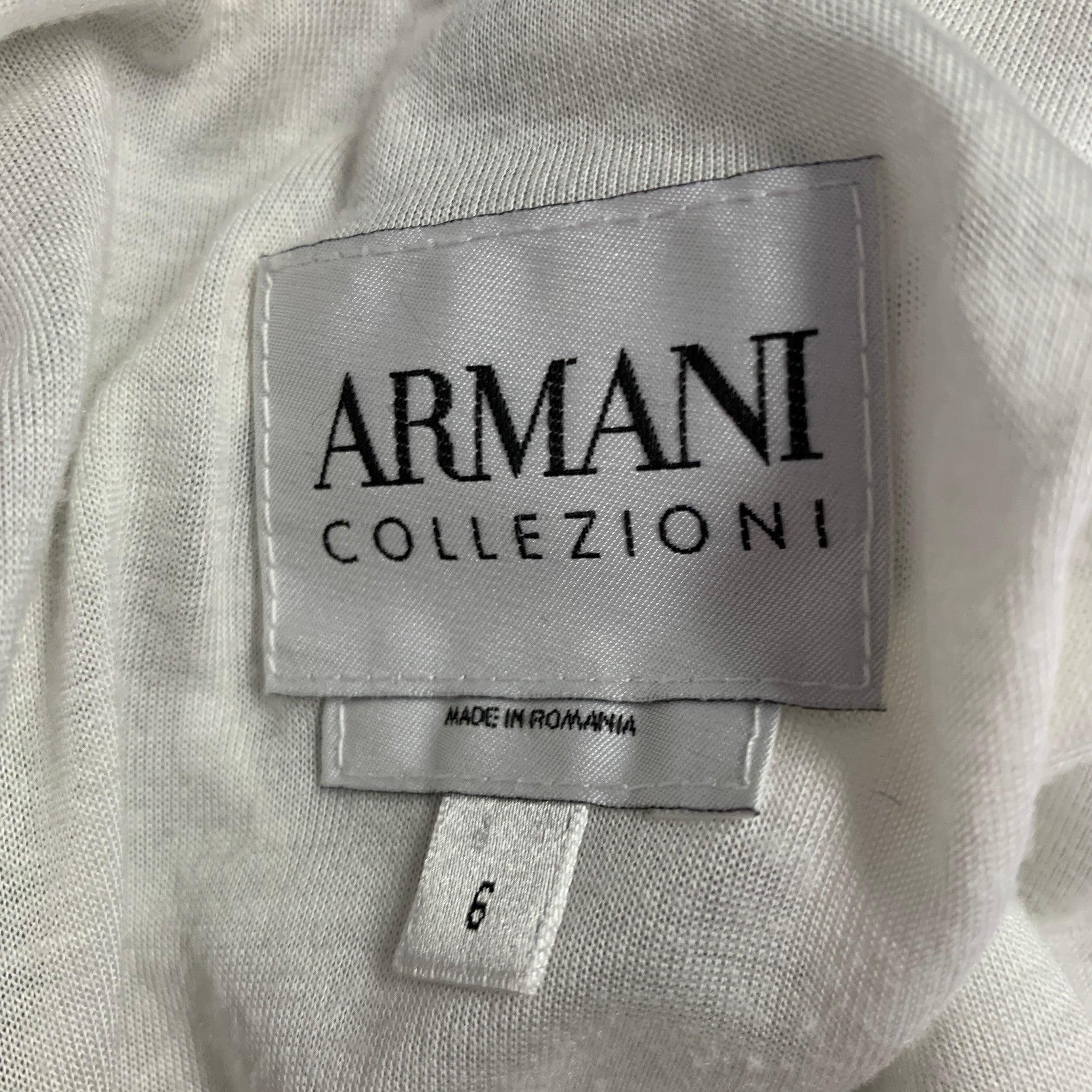 ARMANI COLLEZIONI Taglia 6 Giacca a righe in poliestere misto bianco e grigio in vendita 3