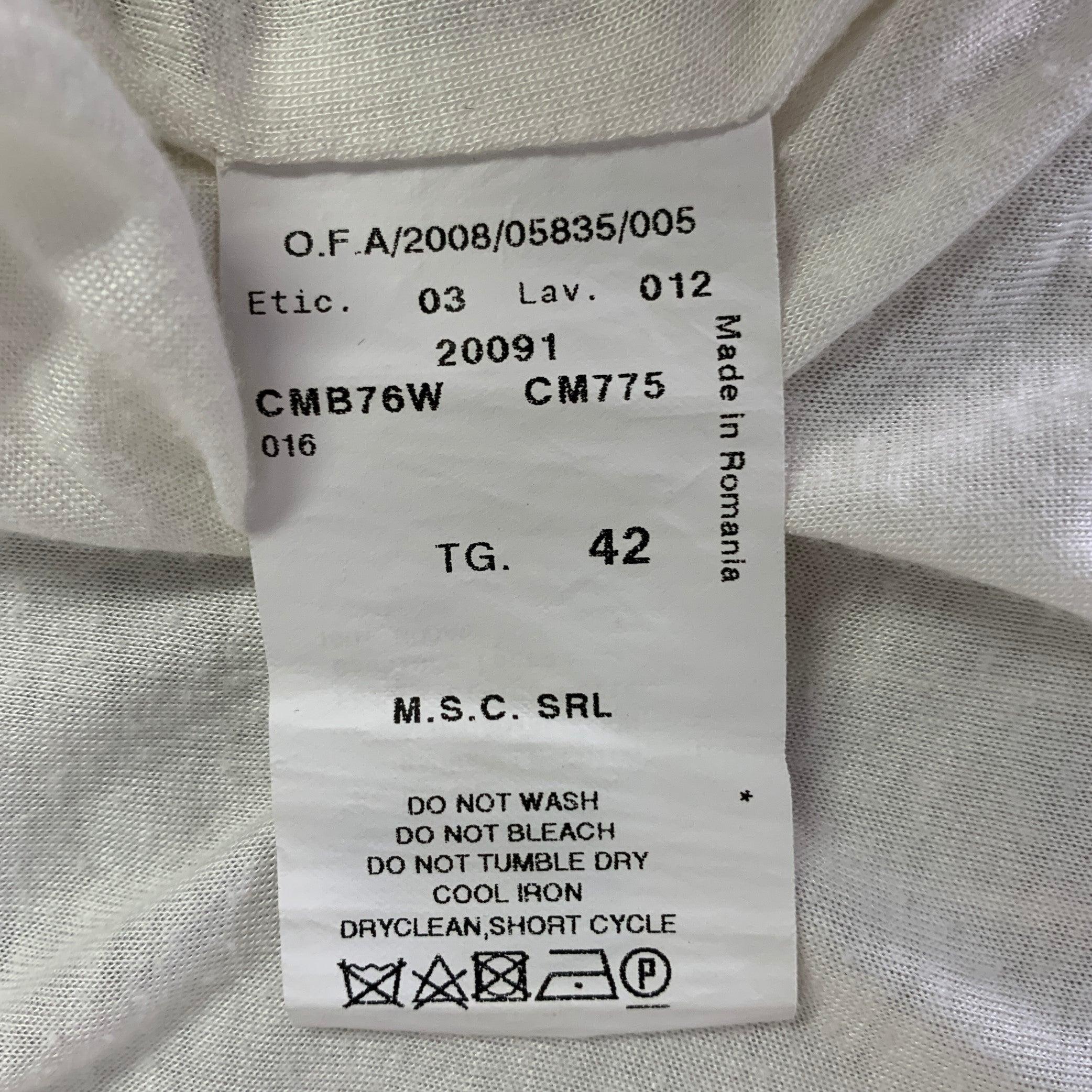 ARMANI COLLEZIONI Taglia 6 Giacca a righe in poliestere misto bianco e grigio in vendita 4