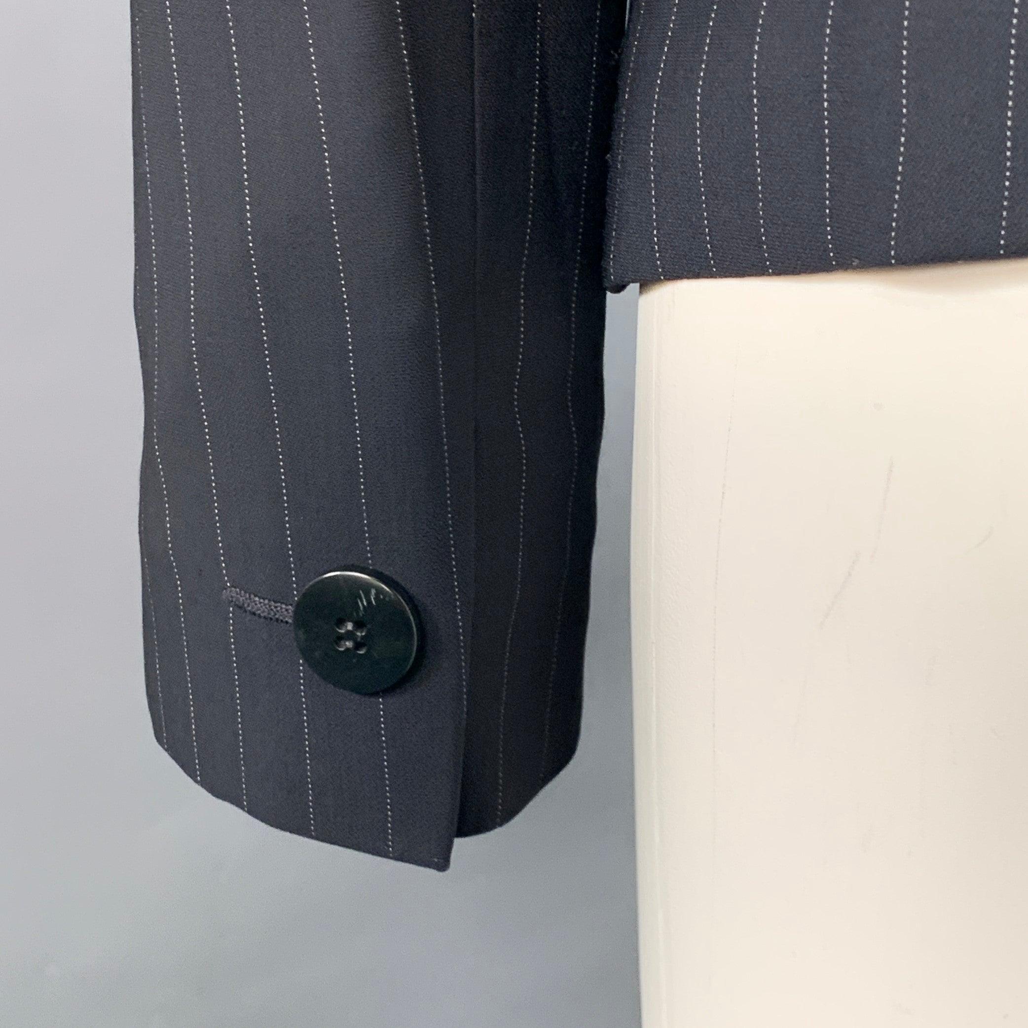 ARMANI COLLEZIONI Größe 6 Navy Grau Nadelstreifen Jacke Blazer Damen im Angebot