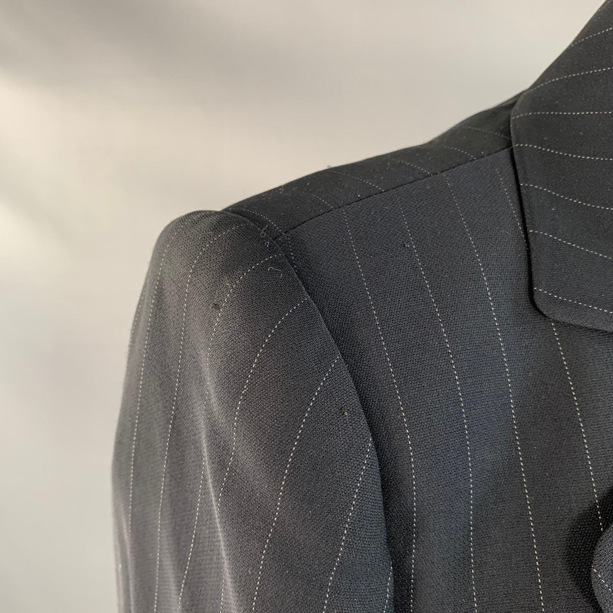ARMANI COLLEZIONI Größe 6 Navy Grau Nadelstreifen Jacke Blazer im Angebot 2