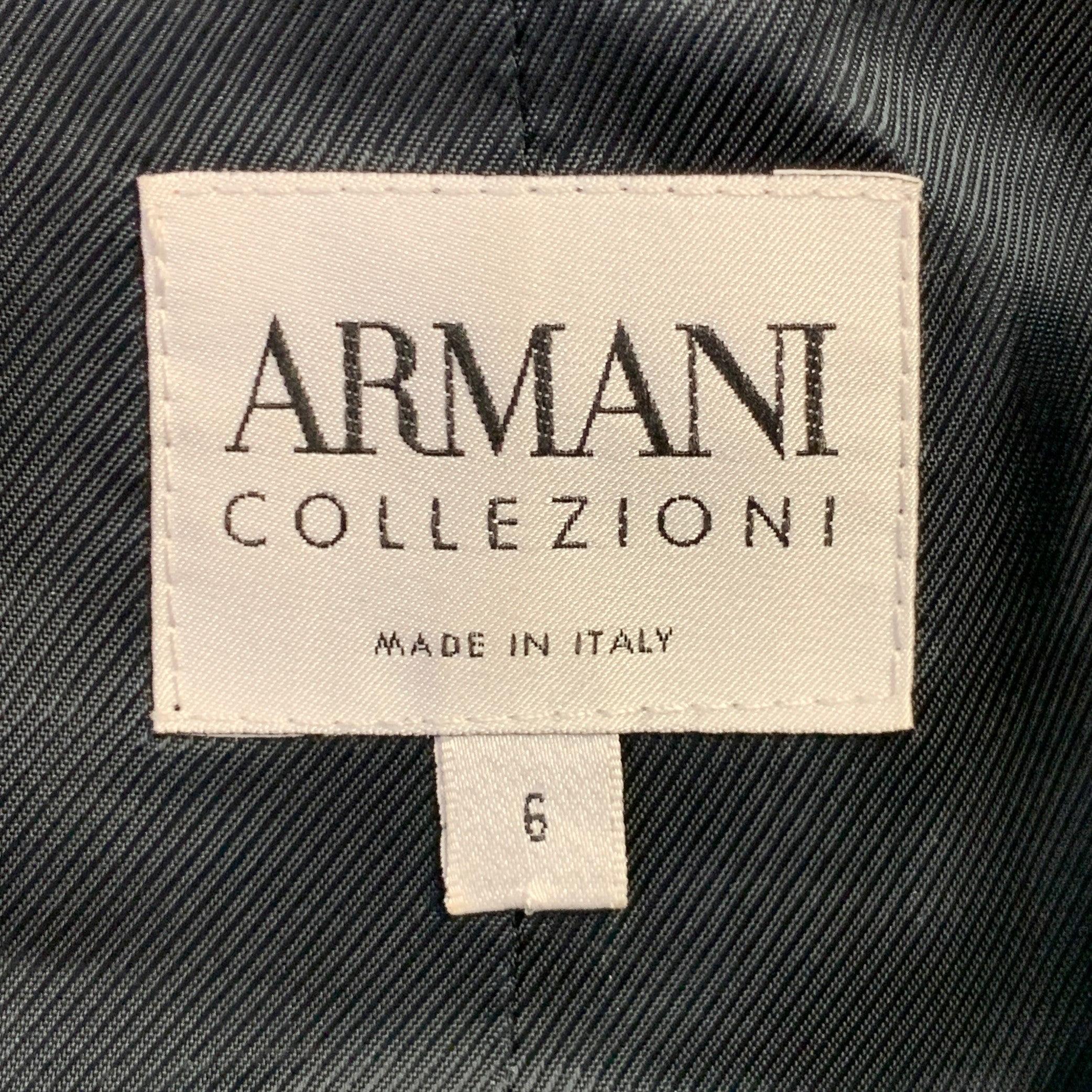 ARMANI COLLEZIONI Größe 6 Navy Grau Nadelstreifen Jacke Blazer im Angebot 3