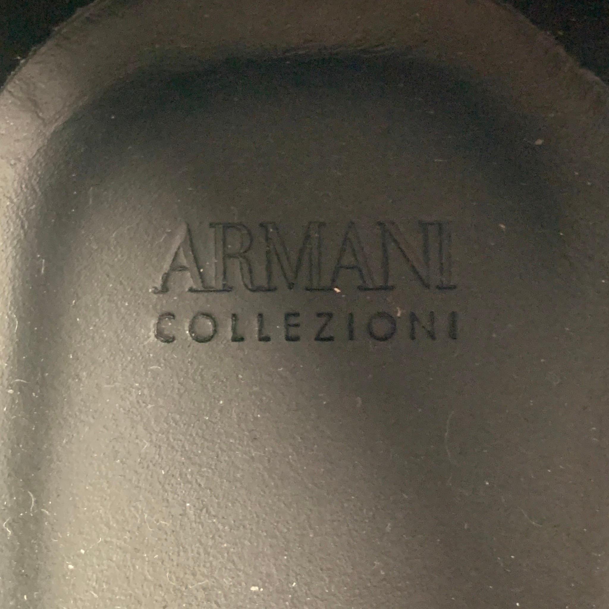 Men's ARMANI COLLEZIONI Size 8 Black Perforated Cap Toe Lace Up Shoes