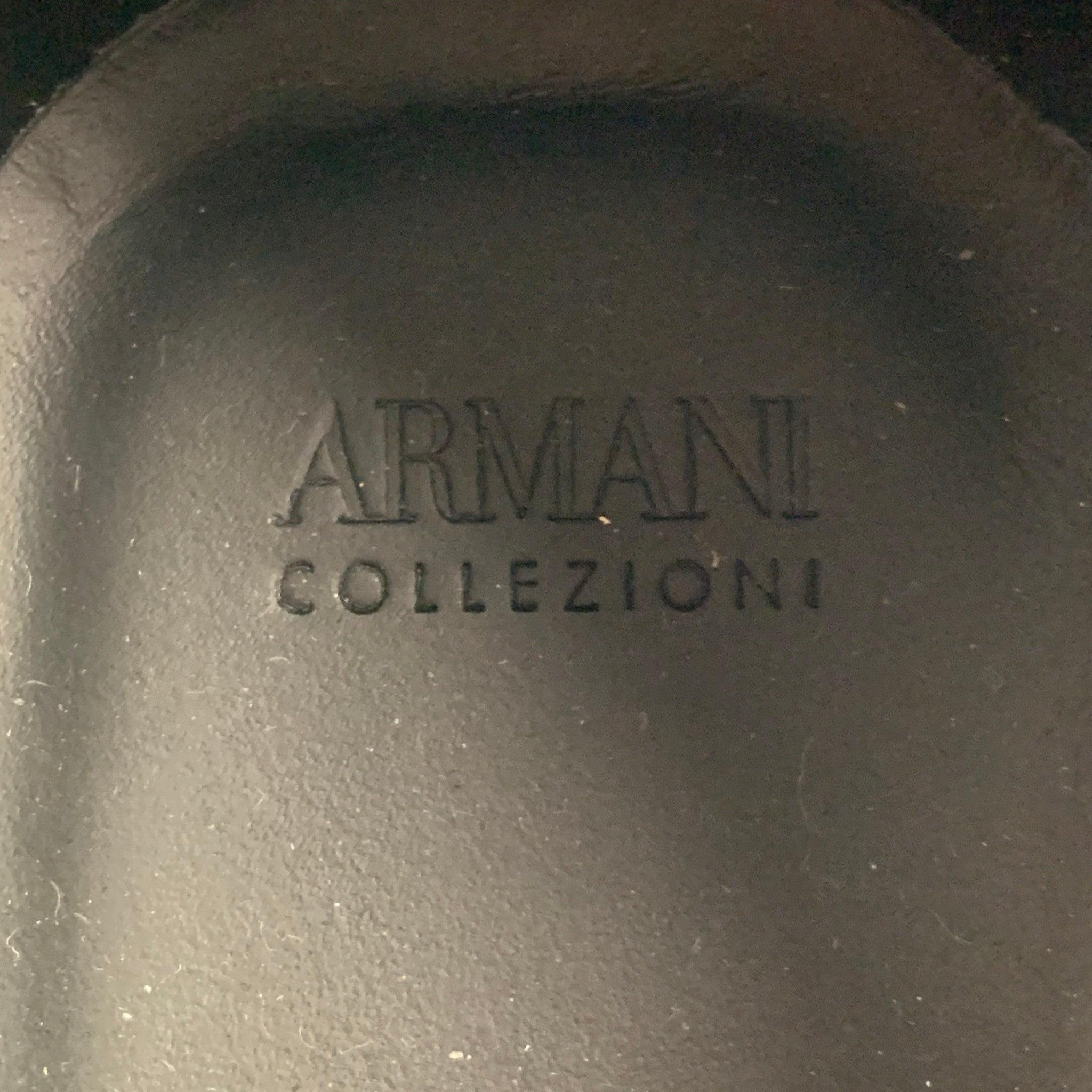 ARMANI COLLEZIONI Size 8 Black Perforated Cap Toe Lace Up Shoes For Sale 3