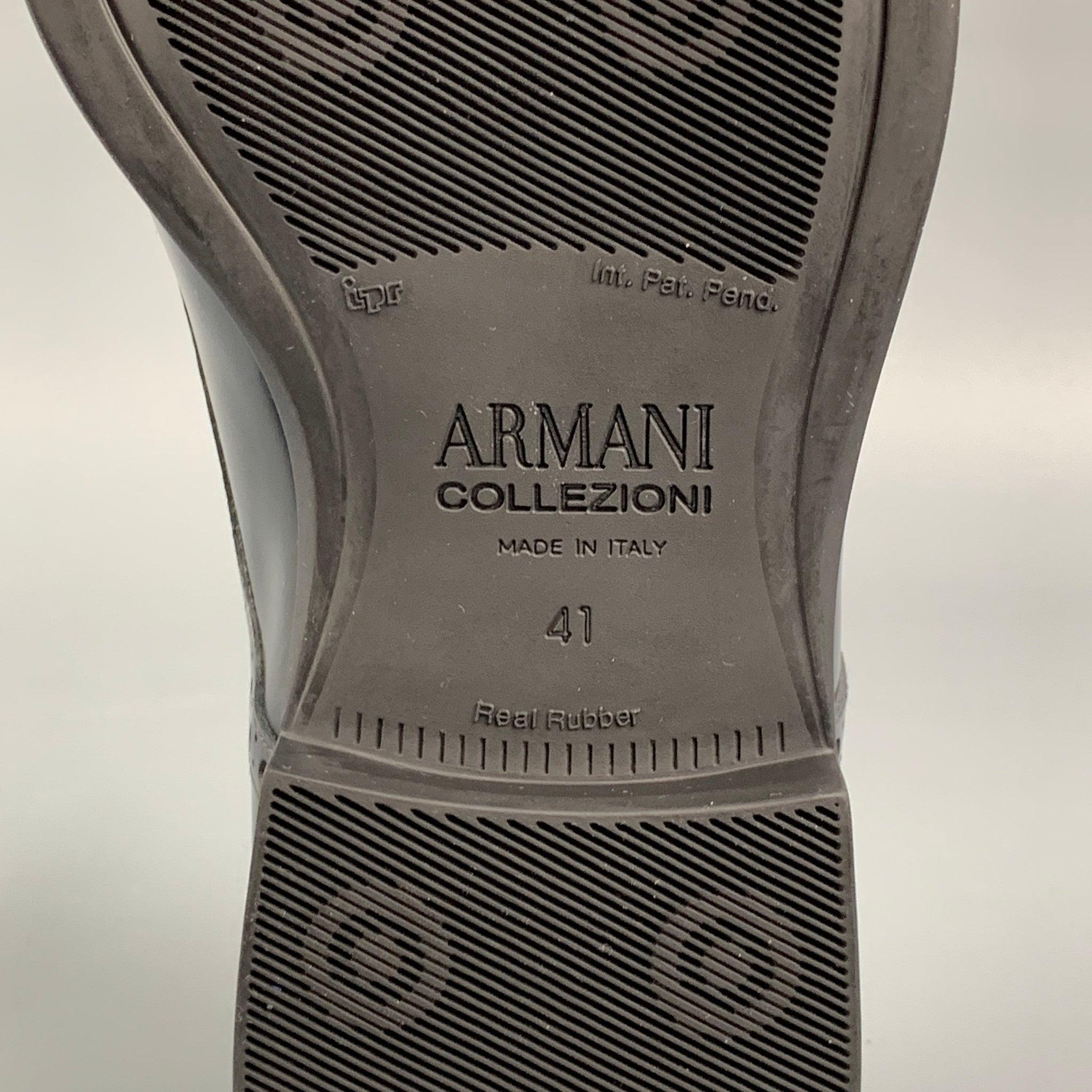 ARMANI COLLEZIONI Size 8 Black Perforated Cap Toe Lace Up Shoes For Sale 4