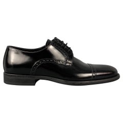 ARMANI COLLEZIONI Taglia 8 Nero Punta Traforata Scarpe Allacciate
