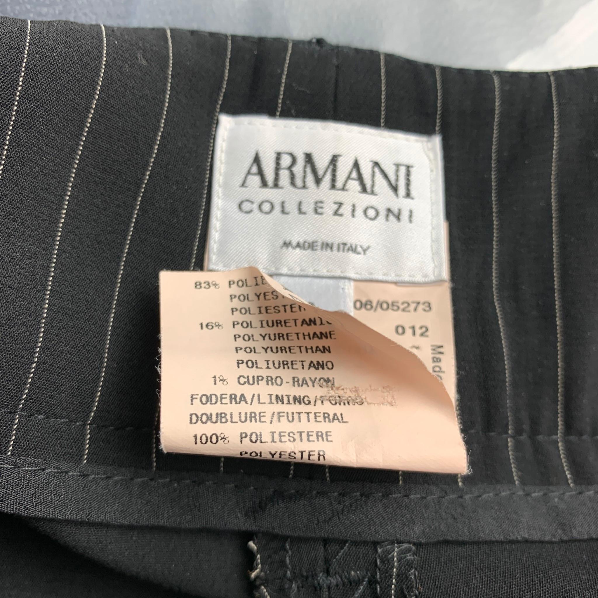 ARMANI COLLEZIONI Size 8 Black Pinstripe Polyester Blend Wide Leg Dress Pants In Good Condition In San Francisco, CA