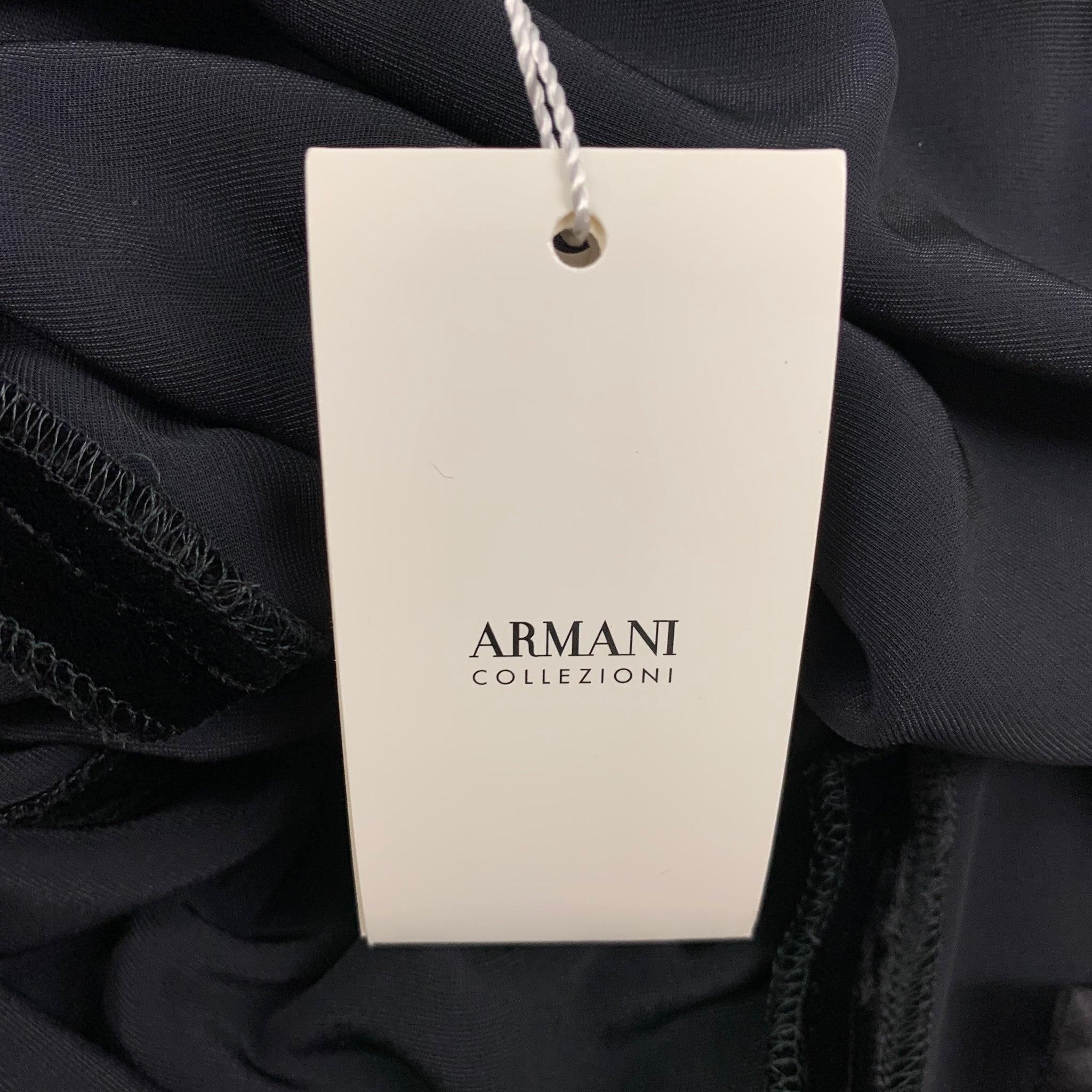 ARMANI COLLEZIONI Size 8 Black Viscose Silk Wide Leg Dress Pants In Excellent Condition For Sale In San Francisco, CA