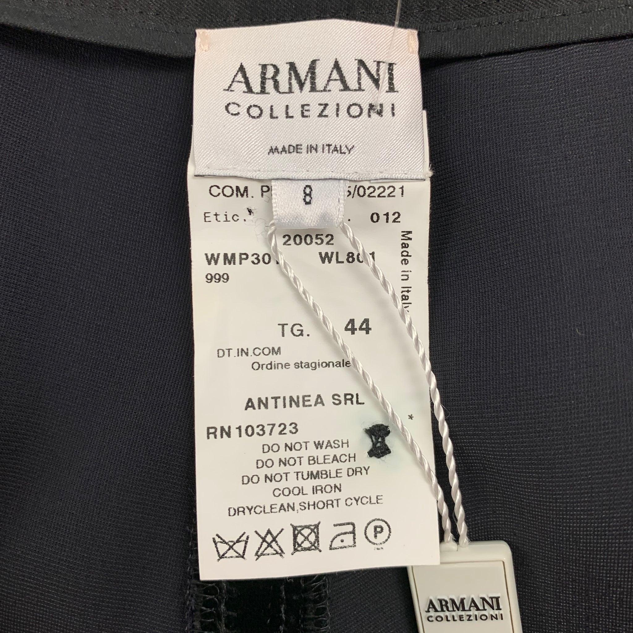 Women's ARMANI COLLEZIONI Size 8 Black Viscose Silk Wide Leg Dress Pants For Sale