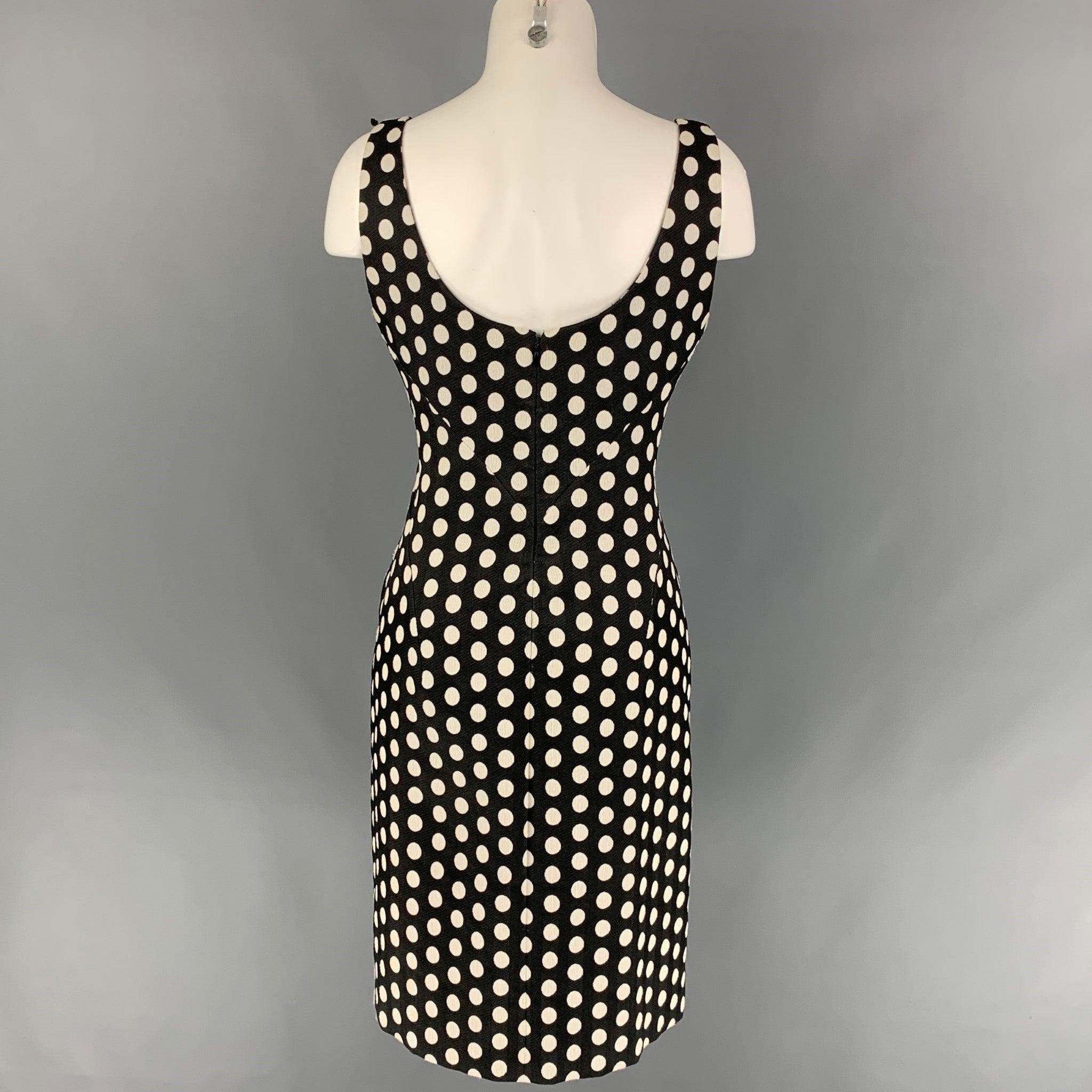 Women's ARMANI COLLEZIONI Size 8 Black & White Polka Dot Sheath Dress For Sale