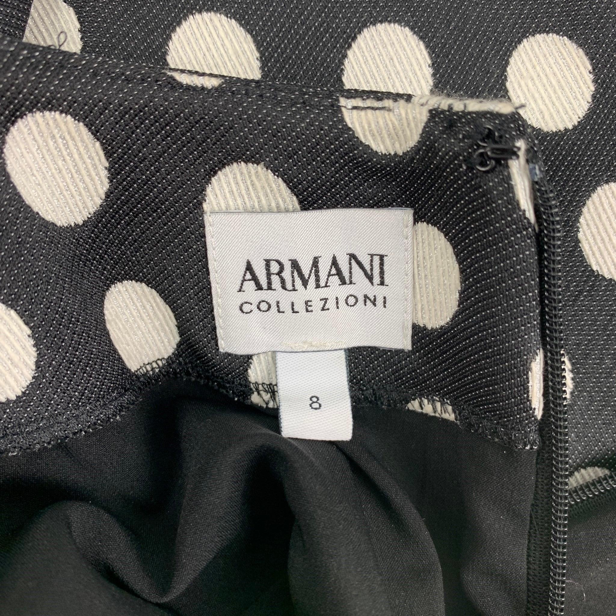 ARMANI COLLEZIONI Size 8 Black & White Polka Dot Sheath Dress For Sale 1