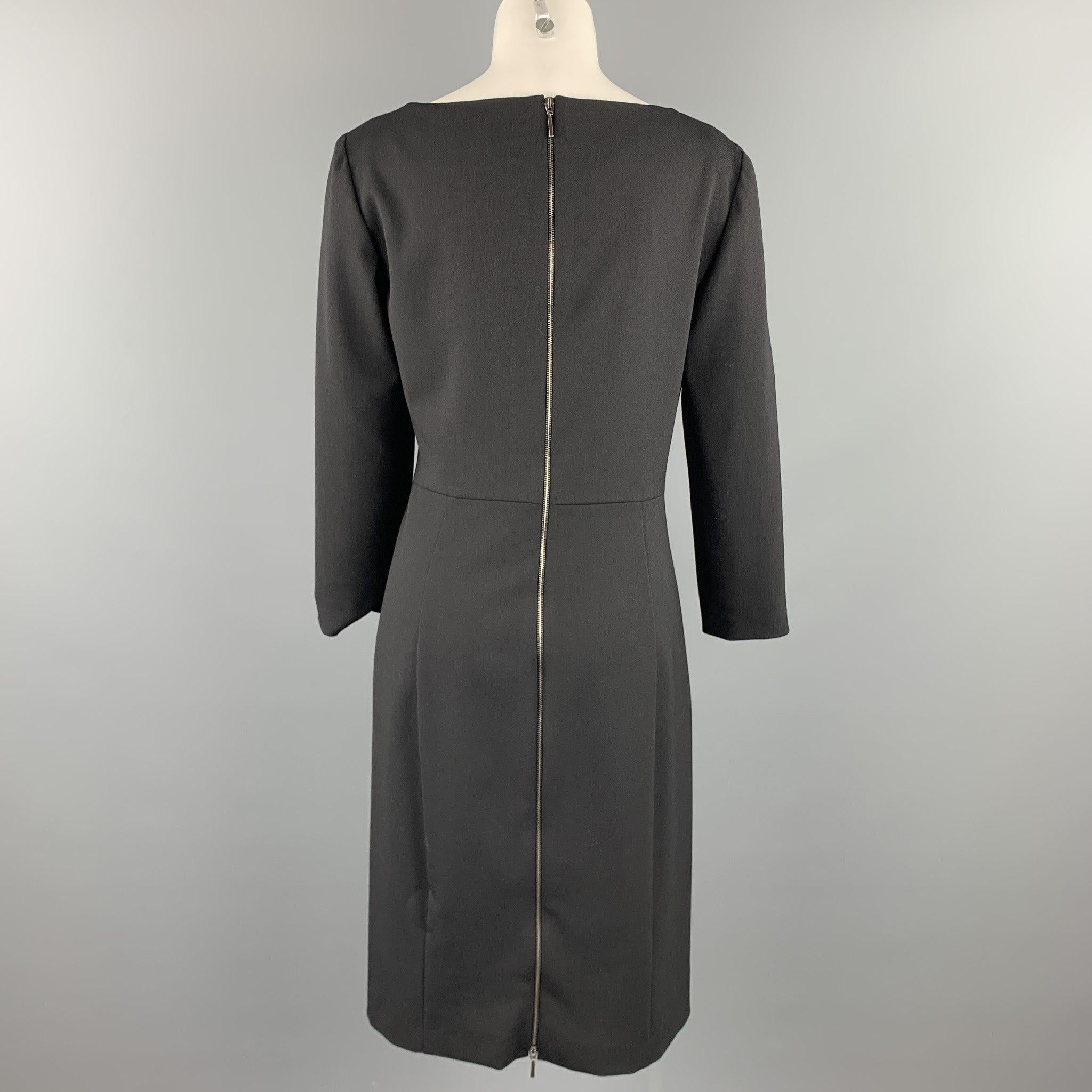 Women's ARMANI COLLEZIONI Size 8 Black Wool Blend Shift Dress For Sale