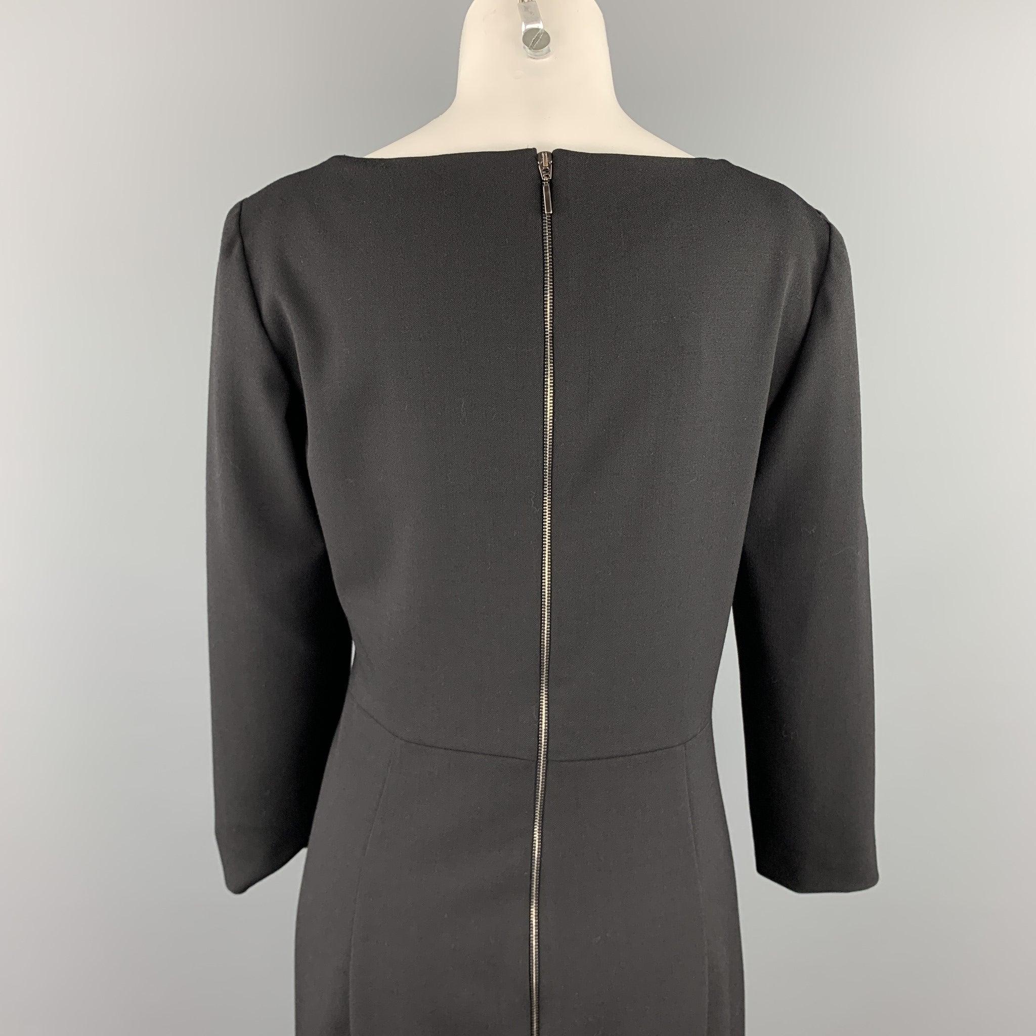 ARMANI COLLEZIONI Size 8 Black Wool Blend Shift Dress For Sale 1