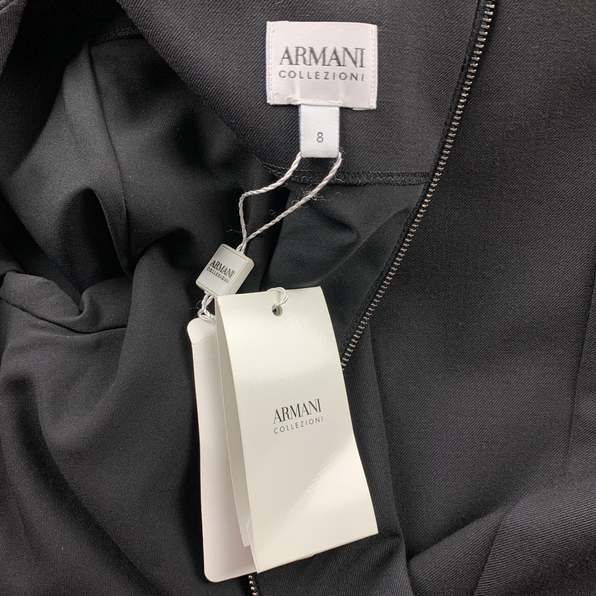 ARMANI COLLEZIONI Size 8 Black Wool Blend Shift Dress For Sale 3