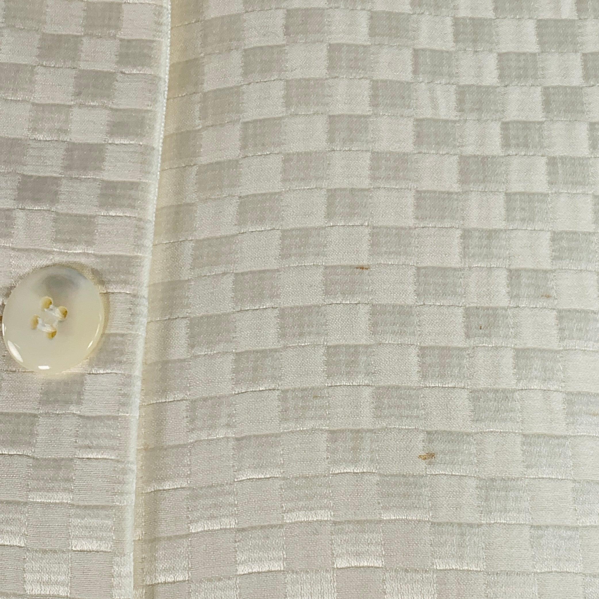 ARMANI COLLEZIONI Size 8 Cream Checkered Jacket Blazer For Sale 1