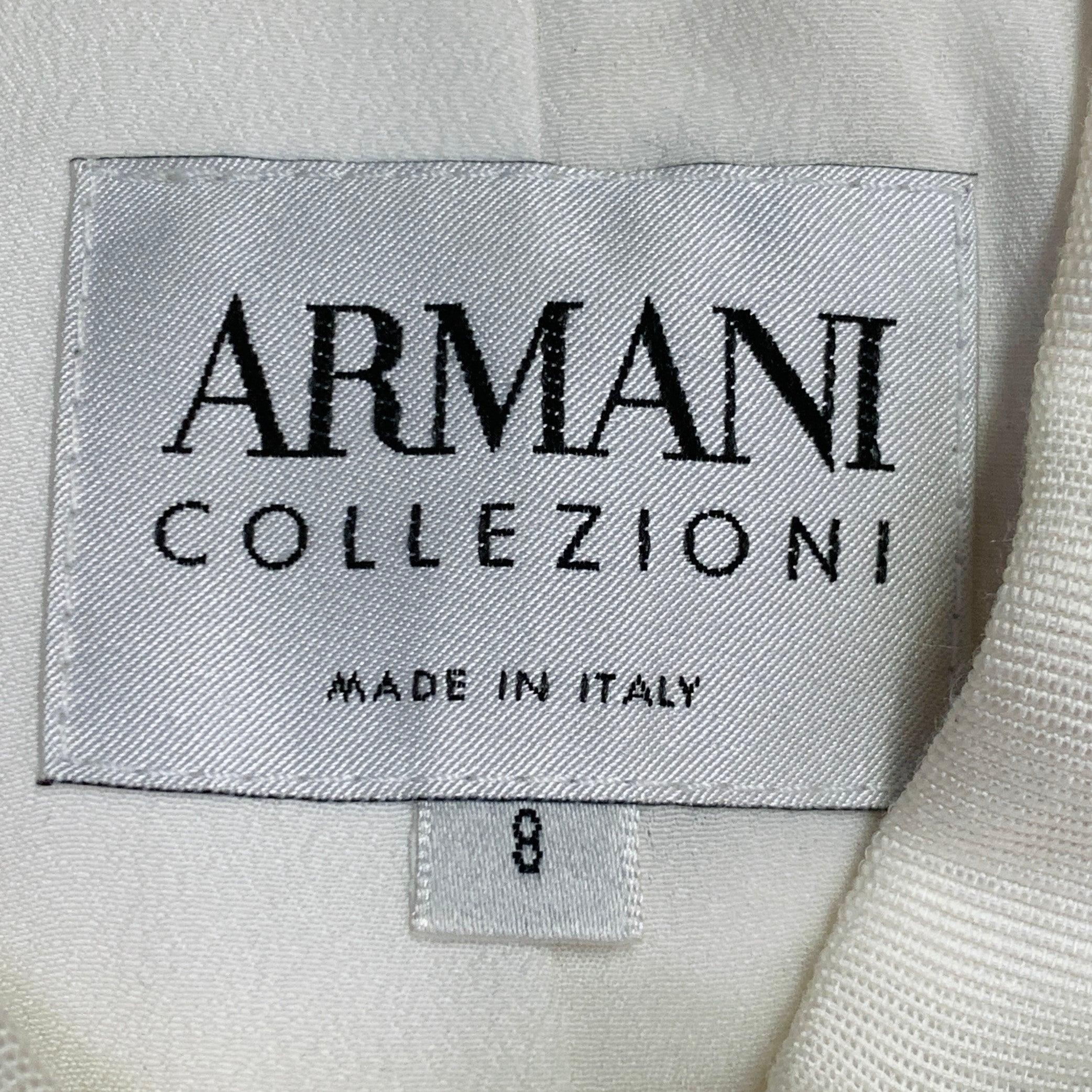 ARMANI COLLEZIONI Size 8 Cream Checkered Jacket Blazer For Sale 2