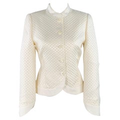 ARMANI COLLEZIONI Taille 8 Veste à carreaux crème Blazer