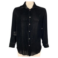 ARMANI COLLEZIONI Size L Black Pinstripe Viscose Silk Long Sleeve Shirt