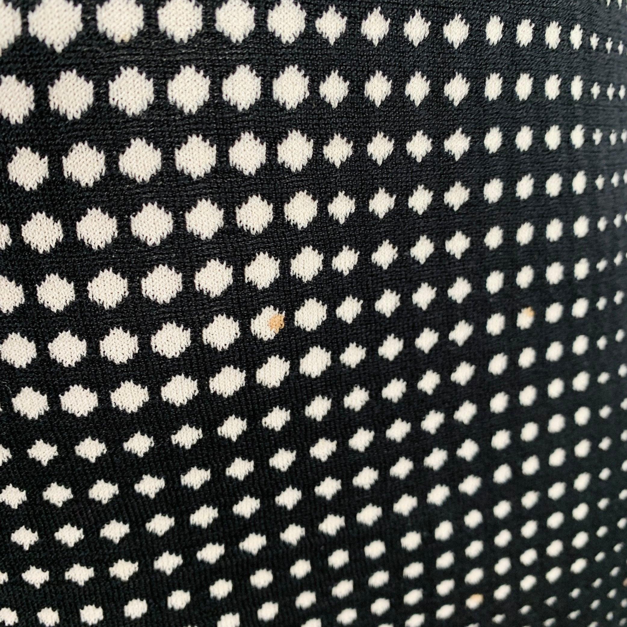 ARMANI COLLEZIONI Size L Black White Geometric Dots Silk Blend Crew Neck Pullover For Sale 2