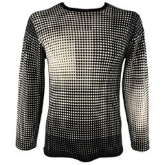 ARMANI COLLEZIONI Size L Black 
White Geometric Silk / Viscose Pullover