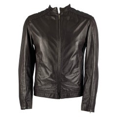 ARMANI COLLEZIONI Size L Brown Leather Motorcycle Jacket