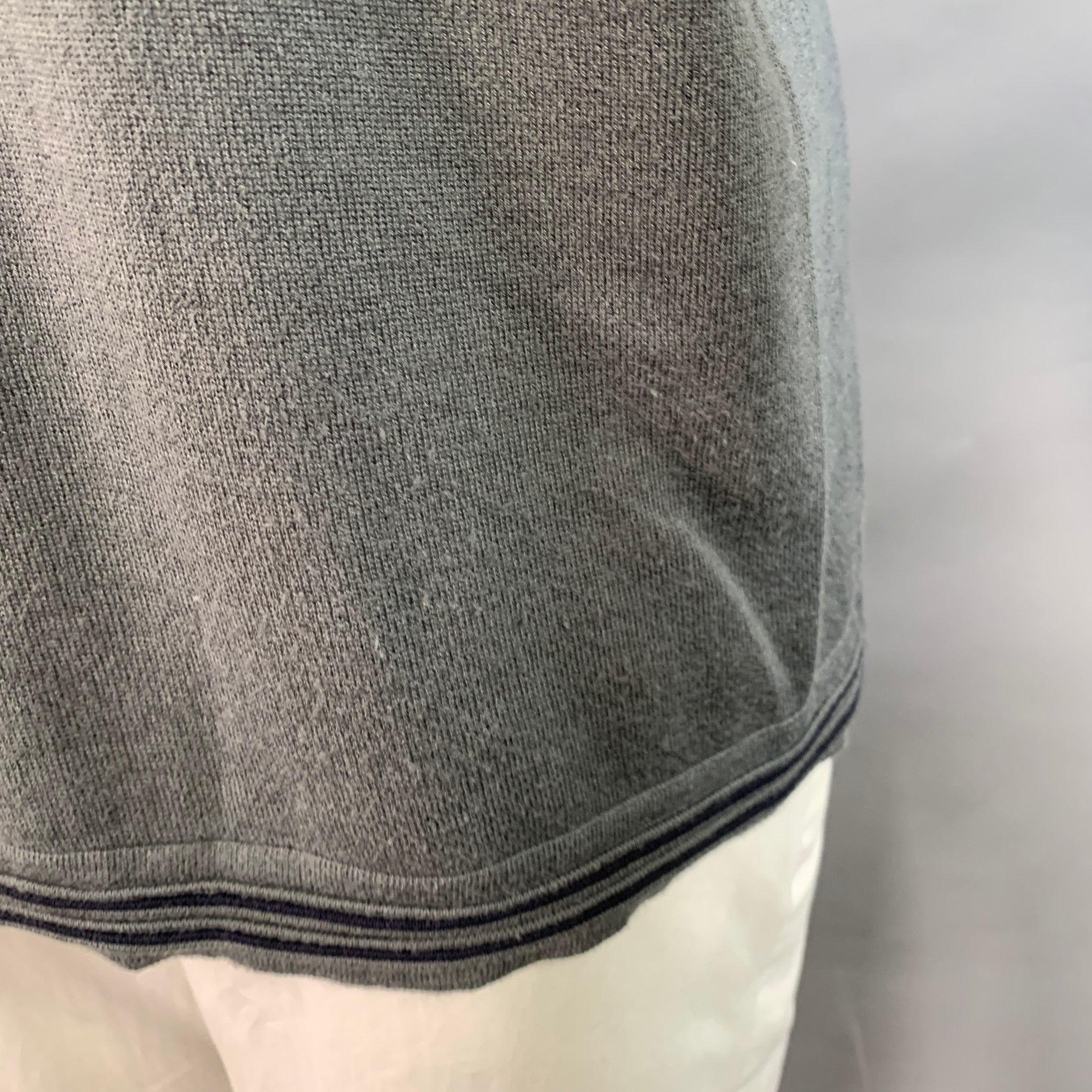 ARMANI COLLEZIONI Taglia L Grigio Nero con bordi a contrasto Pullover in lana vergine e cotone V.L.A. in vendita 1