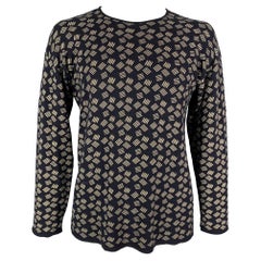 ARMANI COLLEZIONI Talla L Azul marino Tejido de punto Mezcla de algodón Cuello redondo Jersey