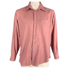 ARMANI COLLEZIONI Size L Red Heather Cotton Button Up Long Sleeve Shirt