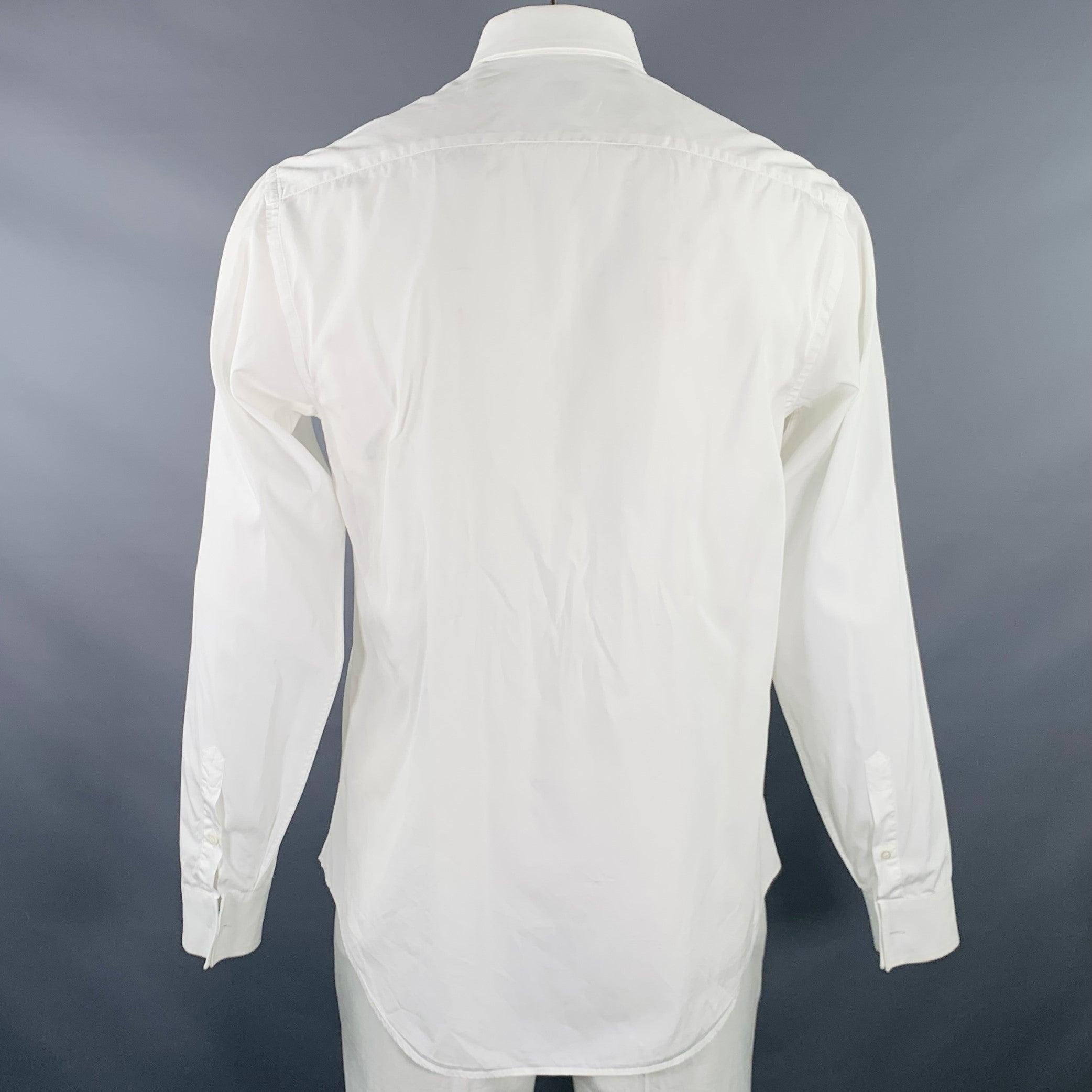 ARMANI COLLEZIONI Taglia L Camicia a maniche lunghe in cotone bianco con polsini alla francese In condizioni ottime in vendita a San Francisco, CA