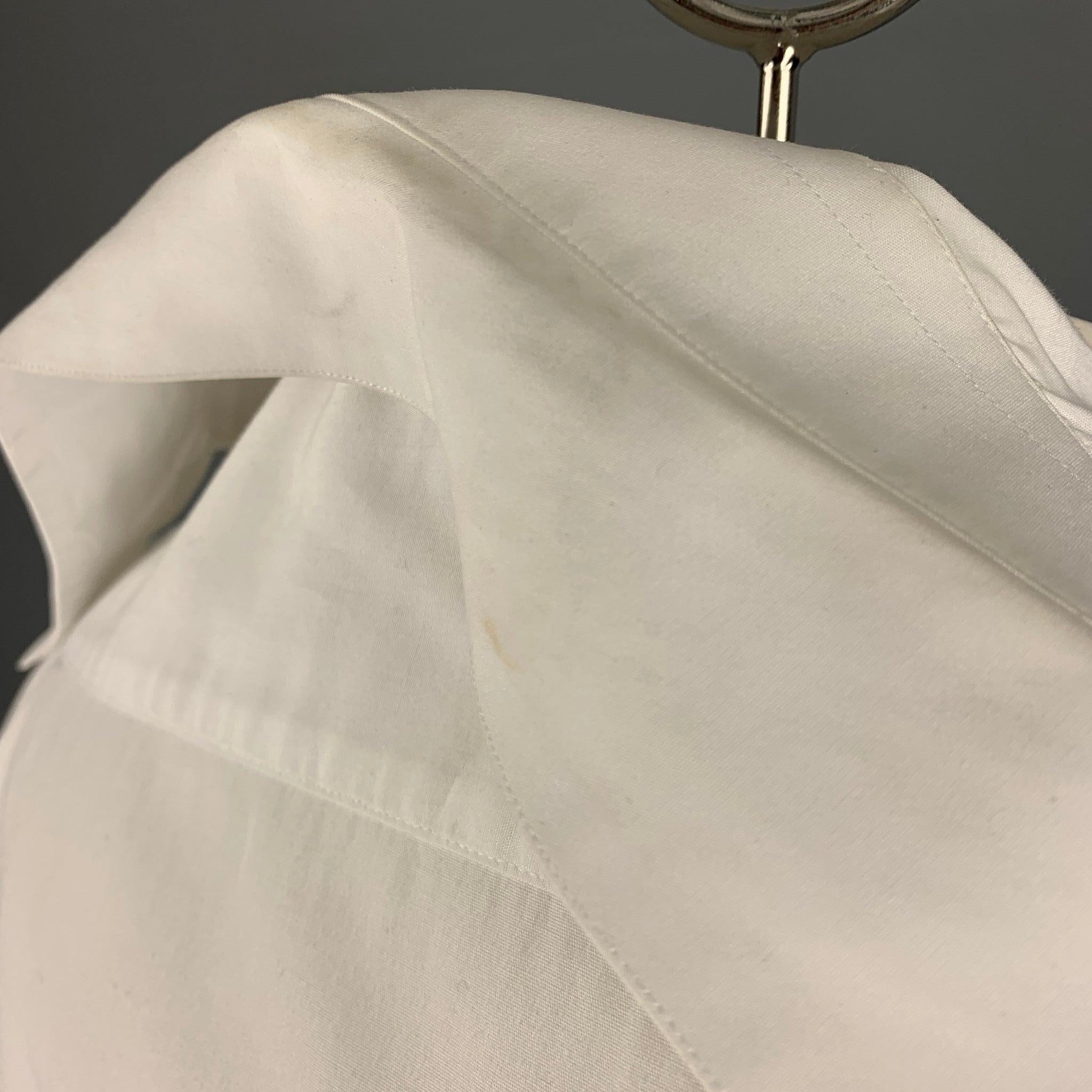 ARMANI COLLEZIONI Size L White Cotton Tuxedo Long Sleeve Shirt For Sale 4
